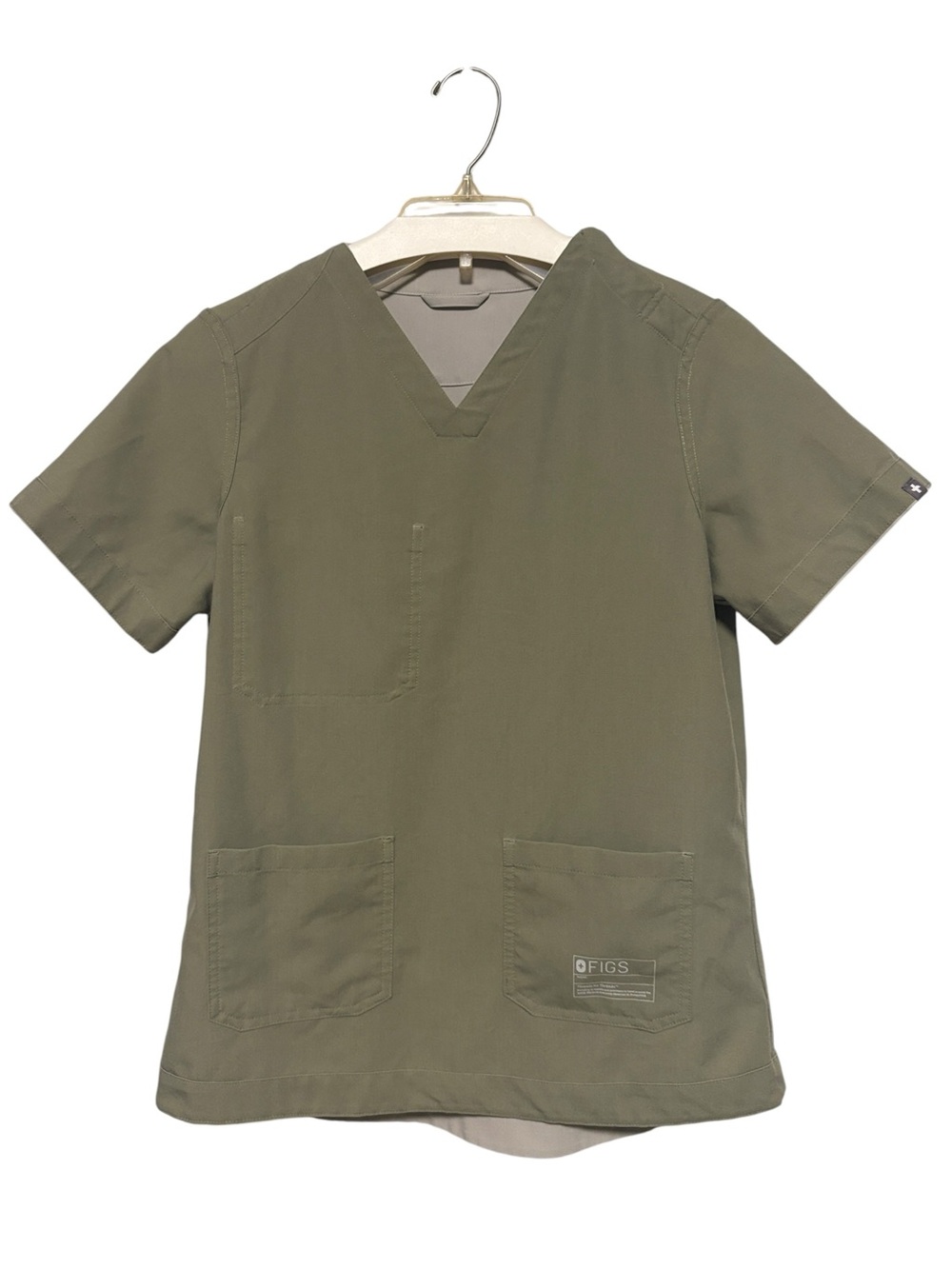 FIGS Reversible Scrub Top Size S Olive & Gray